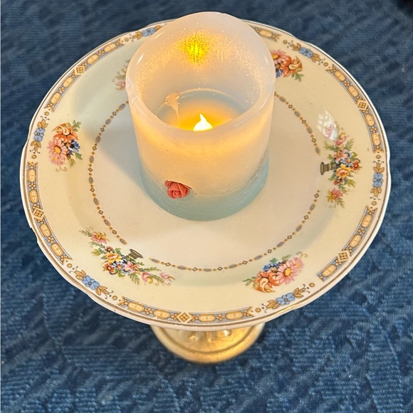 Vintage Trinket / Candle Holder made of Re-purposed dishes